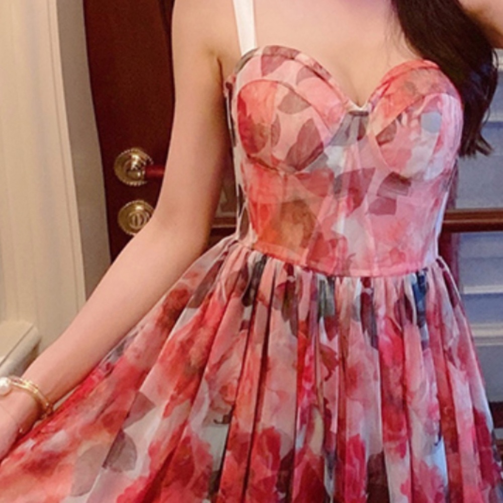 Dolce Gabbana inspired floral red dress